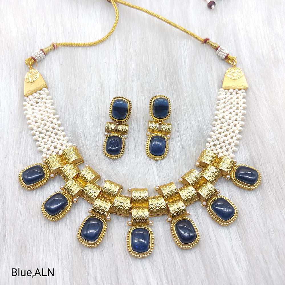 FS Collection Gold Plated Crystal Stone Necklace Set
