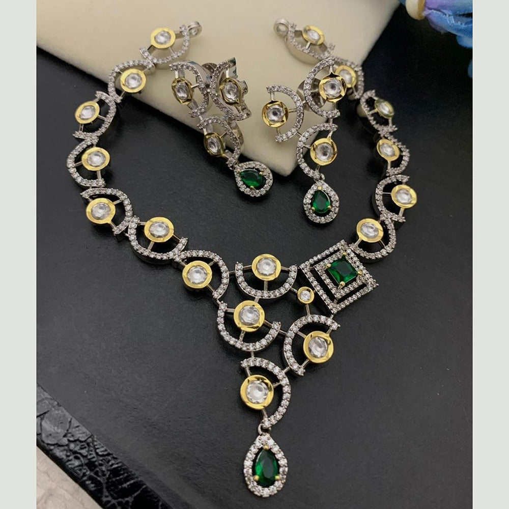 FS Collection 2 Tone Plated AD Stone Necklace Set