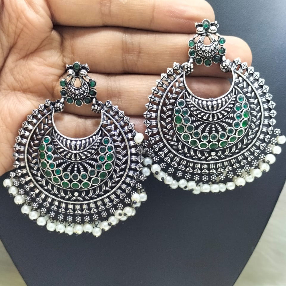 FS Collection Oxidised Plated Pota Stone Dangler Earrings