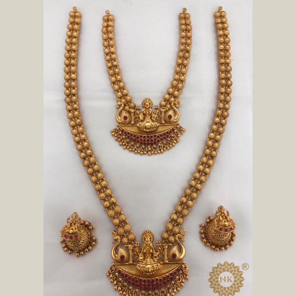 FS Collection Gold Plated Temple Double Necklace Set