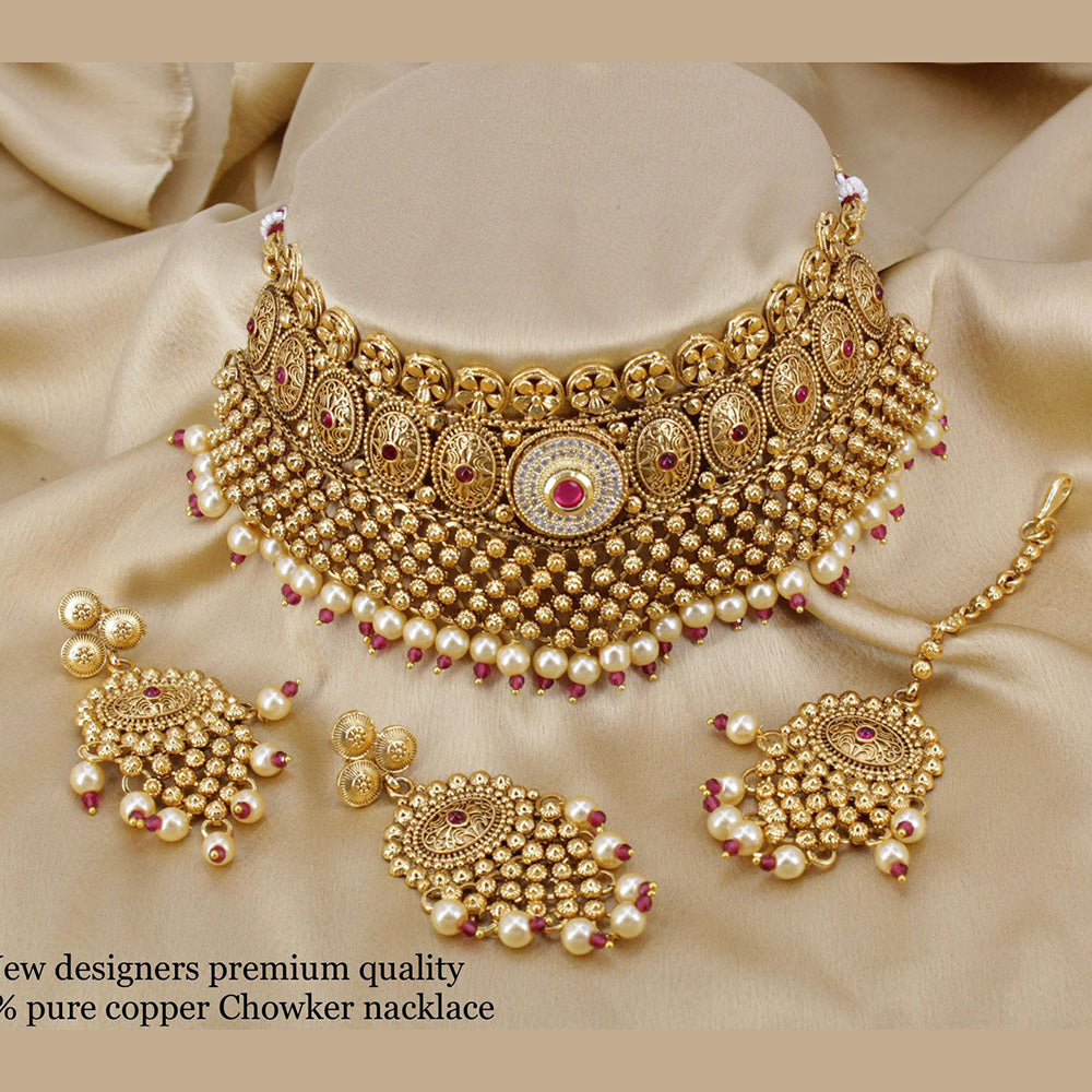 FS Collection Copper Choker Necklace Set