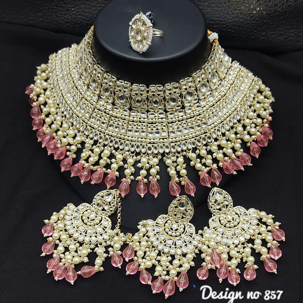 FS Collection Kundan & Beads Necklace Set