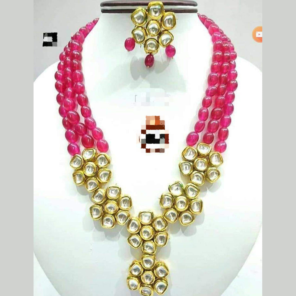 FS Collection Kundan & Beads Long Necklace Set