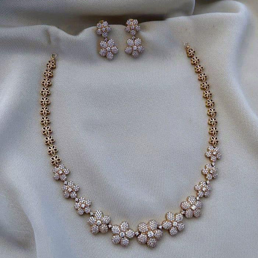 FS Collection Gold Plated AD Stone Necklace Set