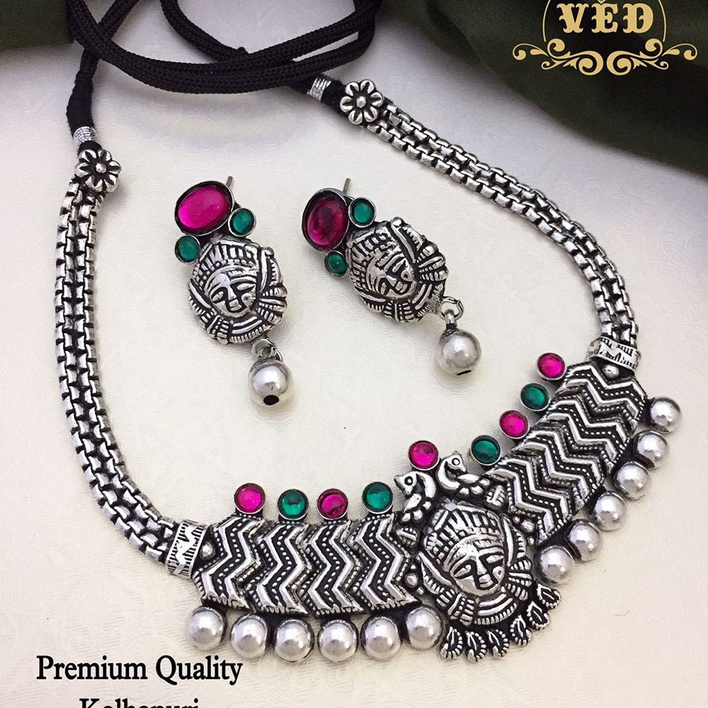 FS Collection Oxidised Plated Necklace Set