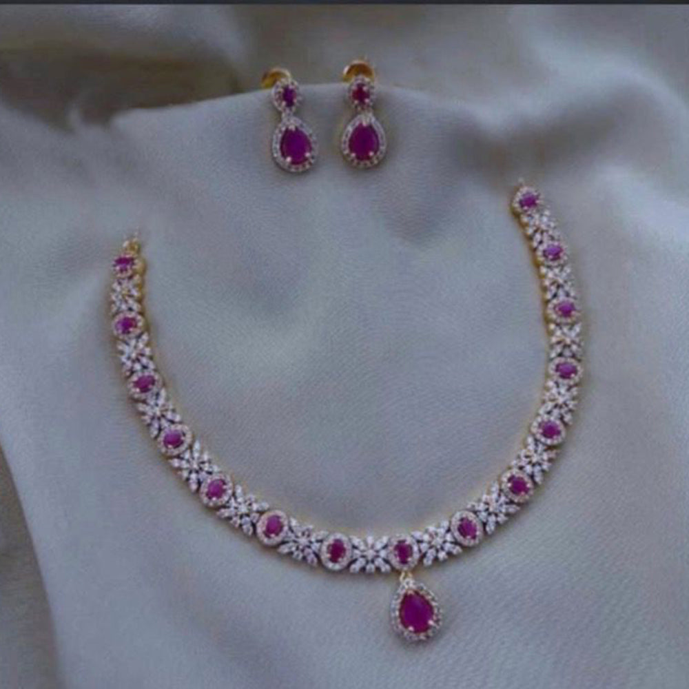 FS Collection Gold Plated AD Stone Necklace Set