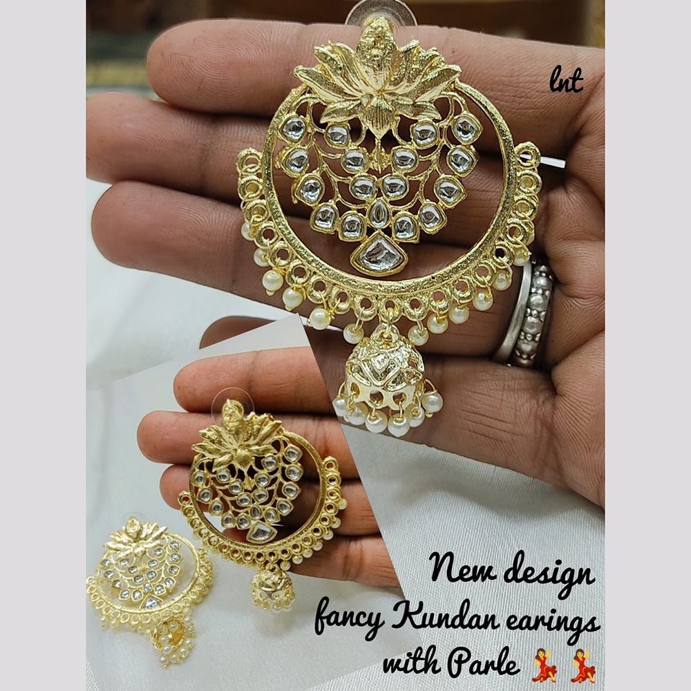 FS Collection Gold Plated Kundan Earrings
