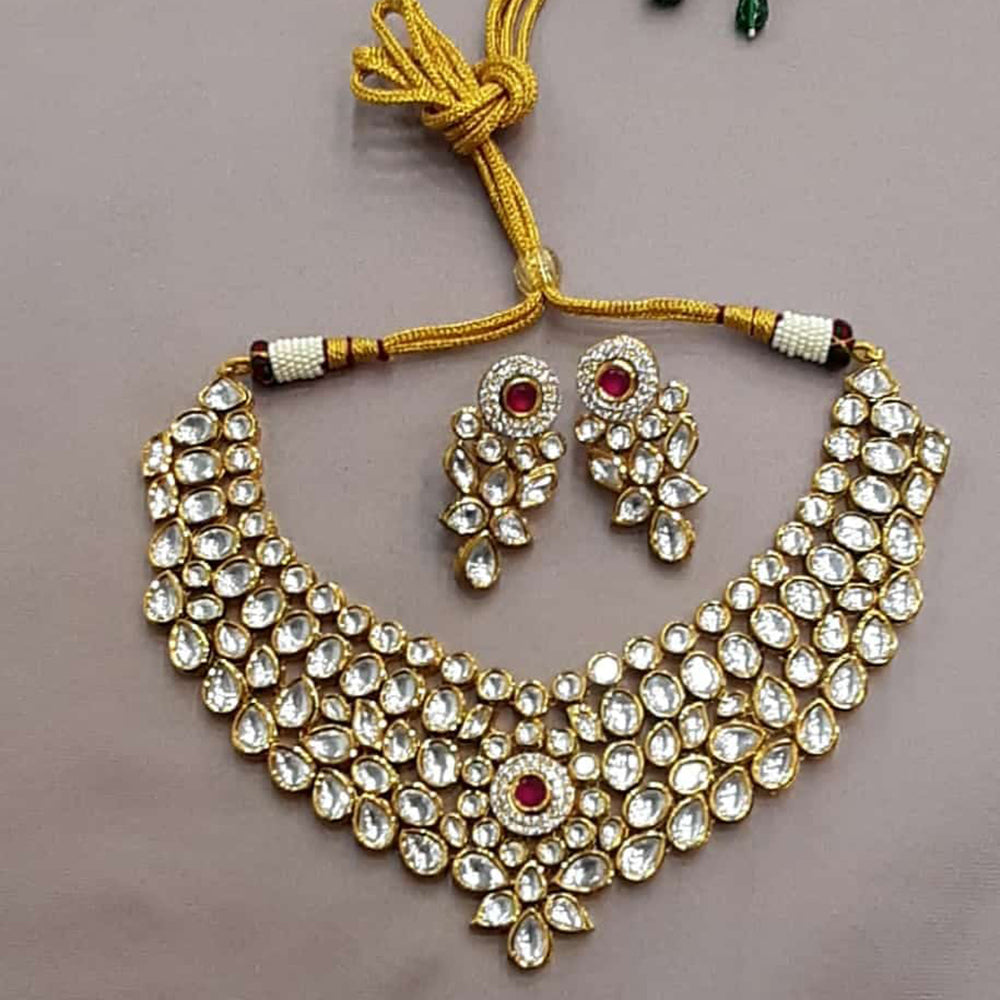 FS Collection Gold Plated Crystal Stone Necklace Set