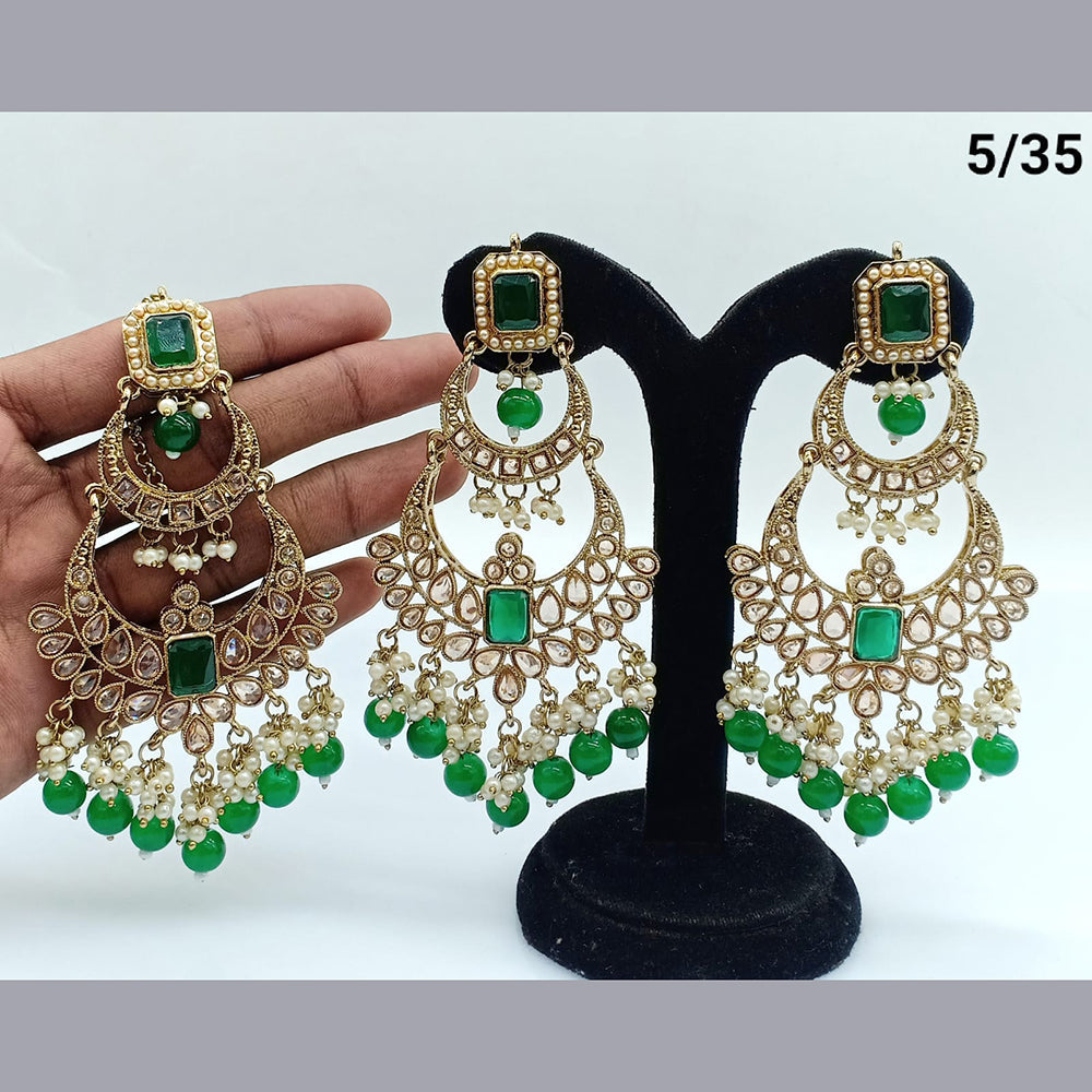 FS Collection Crystal Stone Earrings With Mangtikka