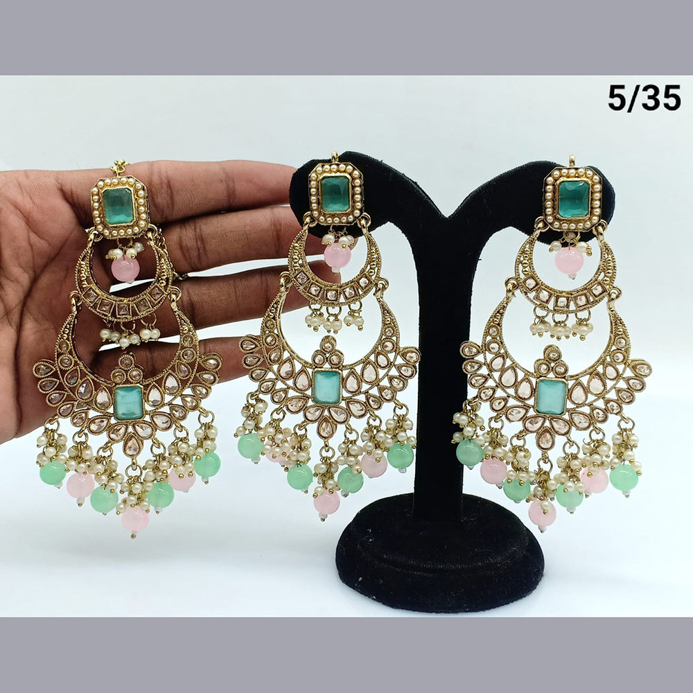 FS Collection Crystal Stone Earrings With Mangtikka