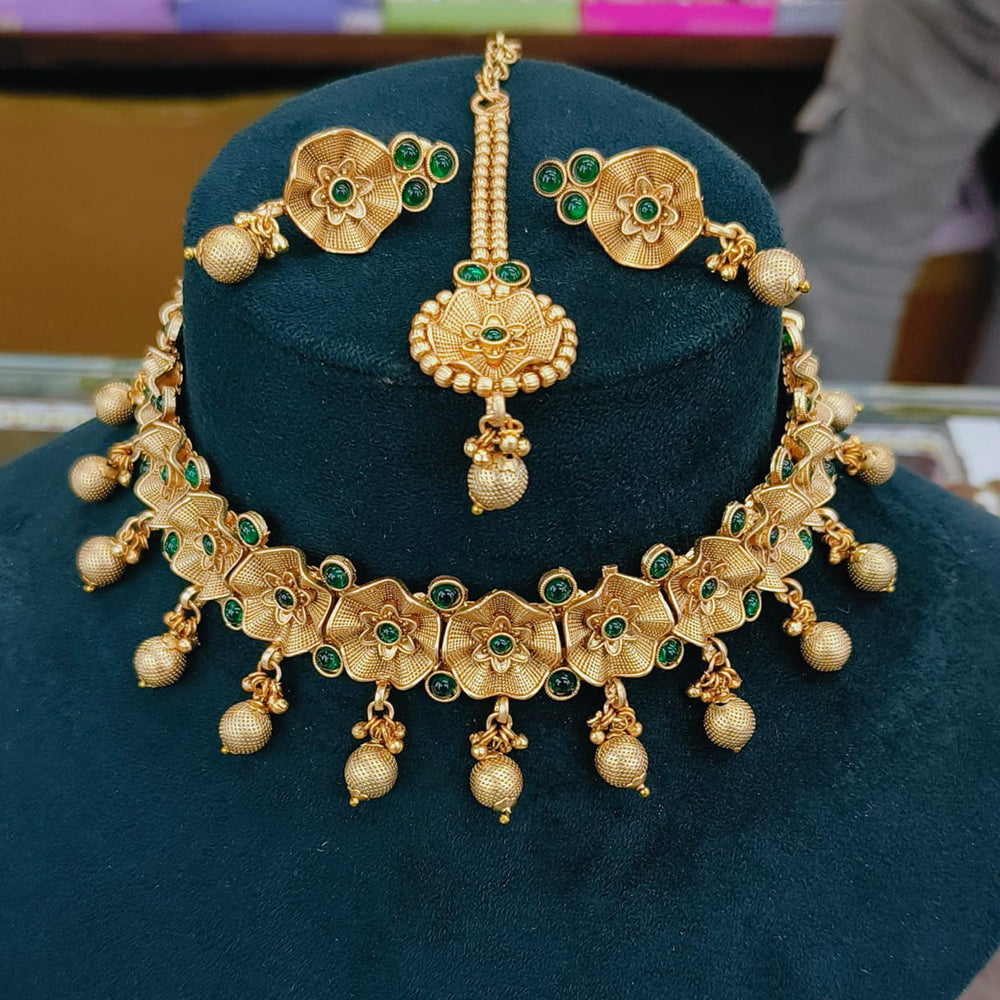 FS Collection Gold Plated Pota Stone Necklace Set