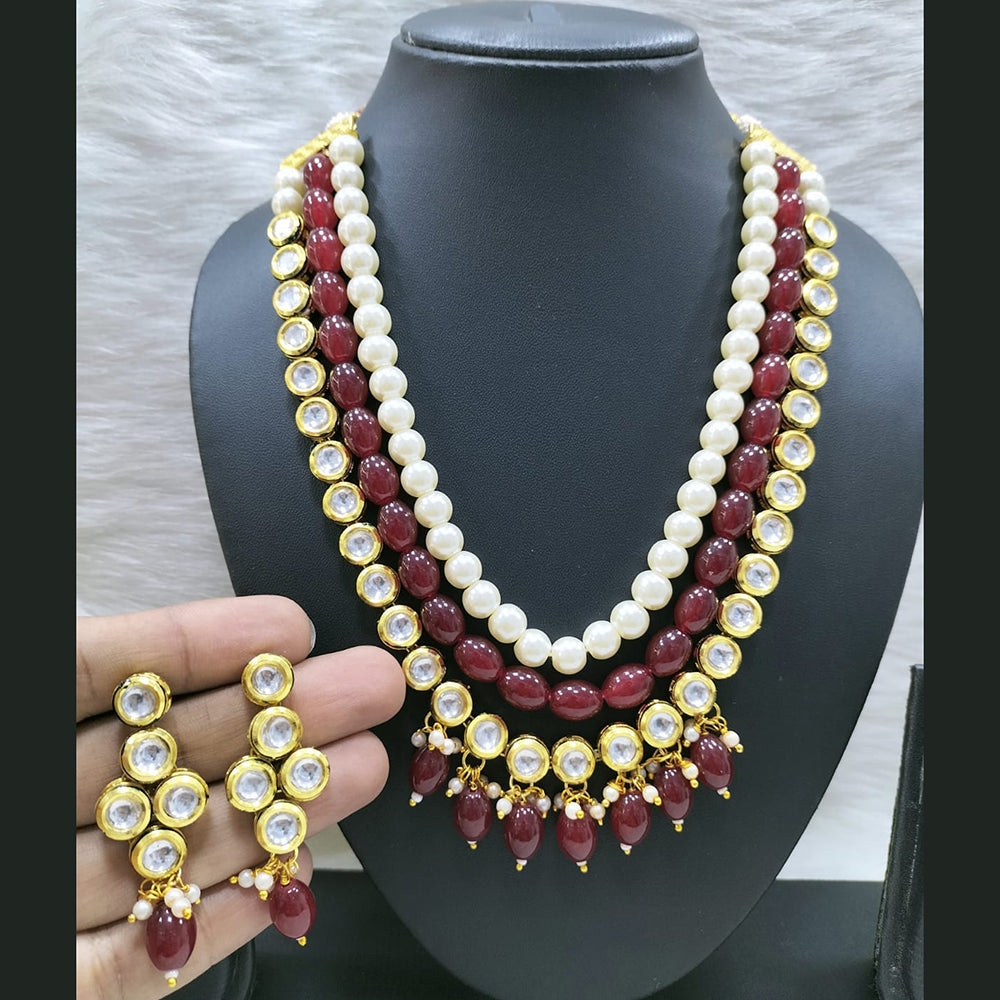 FS Collection Gold Plated Kundan Stone Necklace Set