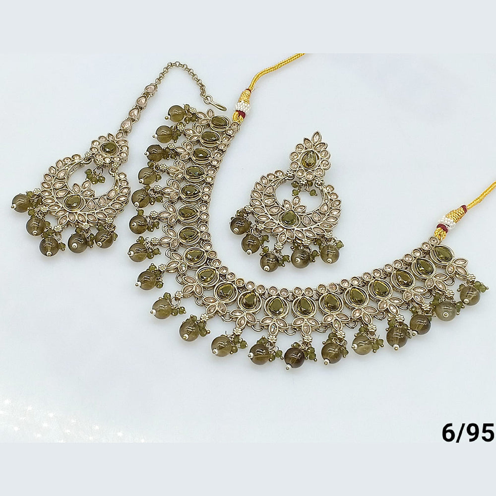 FS Collection Gold Plated Crystal Stone Necklace Set