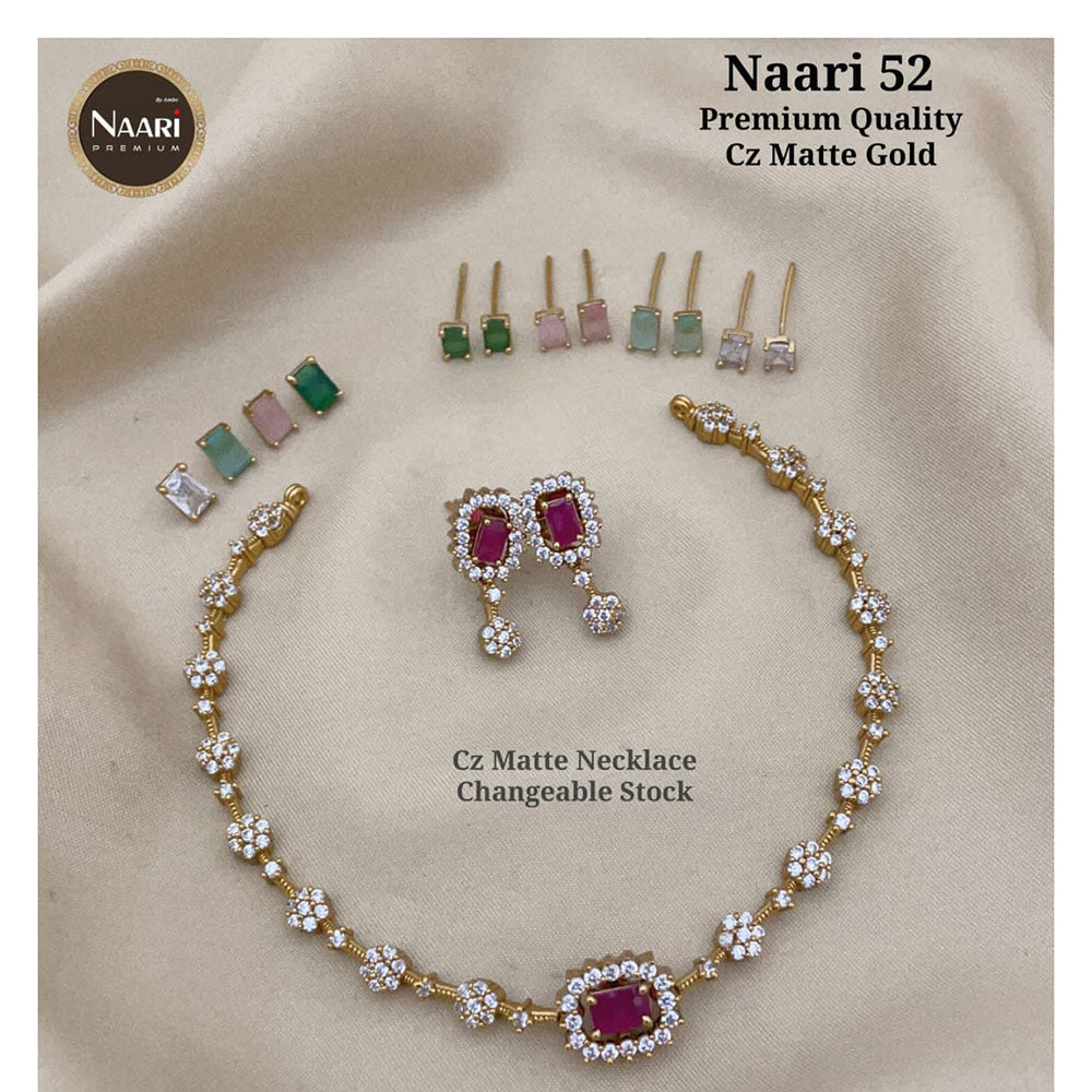 FS Collection Gold Plated CZ Stone Changeable Necklace Set