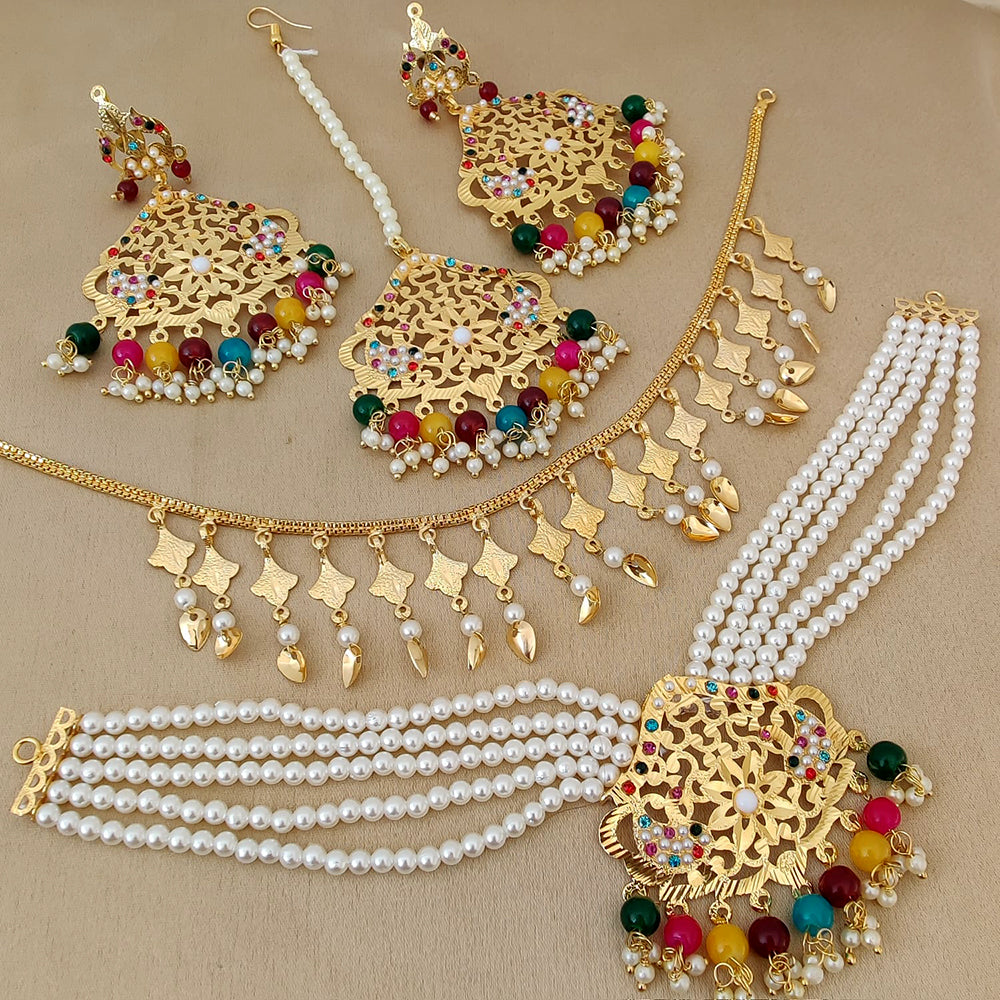 FS Collection Gold Plated Pearl Necklace Set