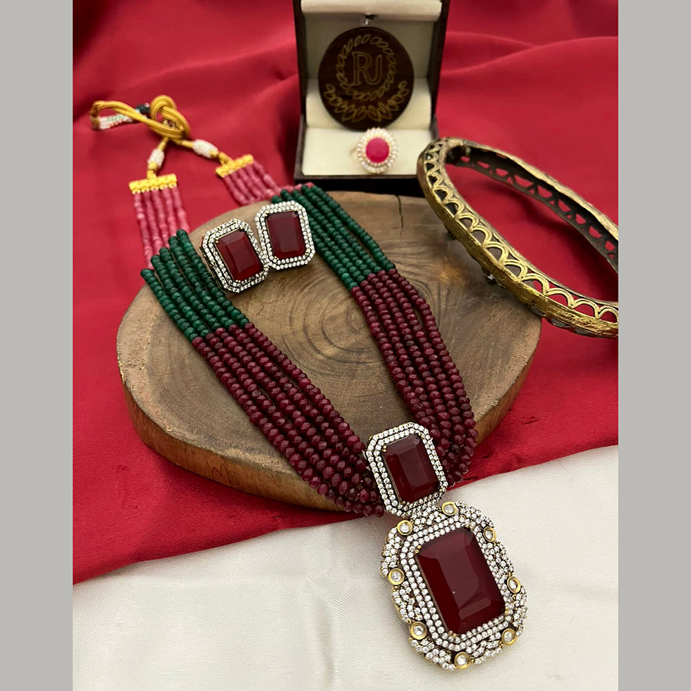 FS Collection Gold Plated Victorian Jewellery Long Necklace Set