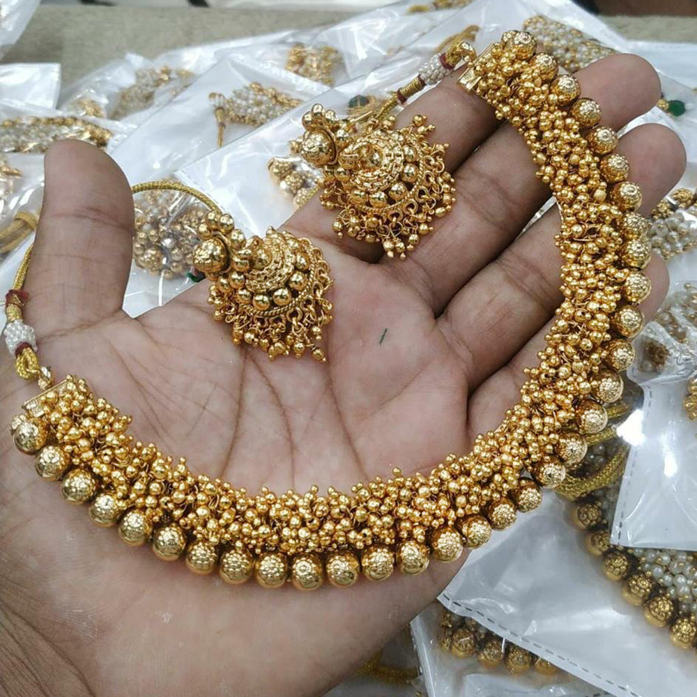 FS Collection Gold Plated Pearl Necklace Set