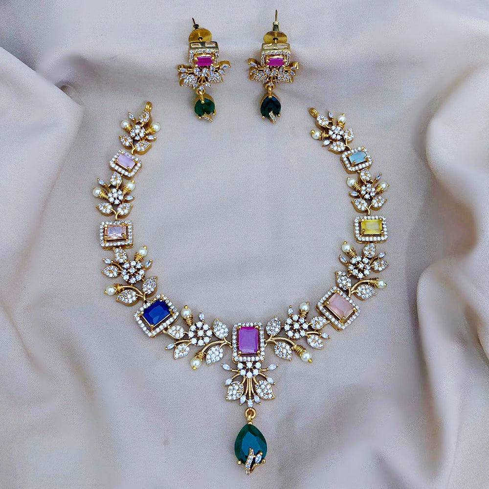 FS Collection Gold Plated Austrian Stone Necklace Set