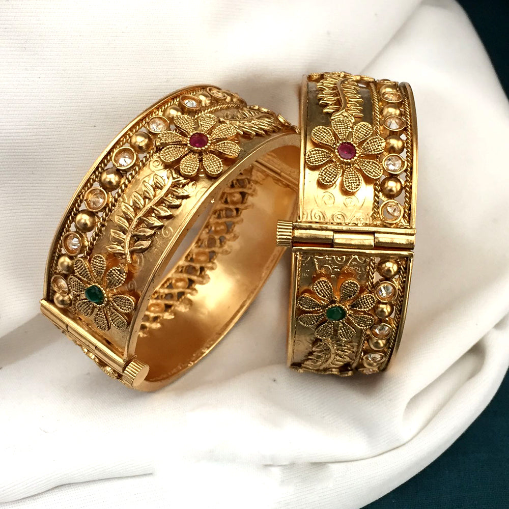 FS Collection Gold Plated Openable Bangles Set