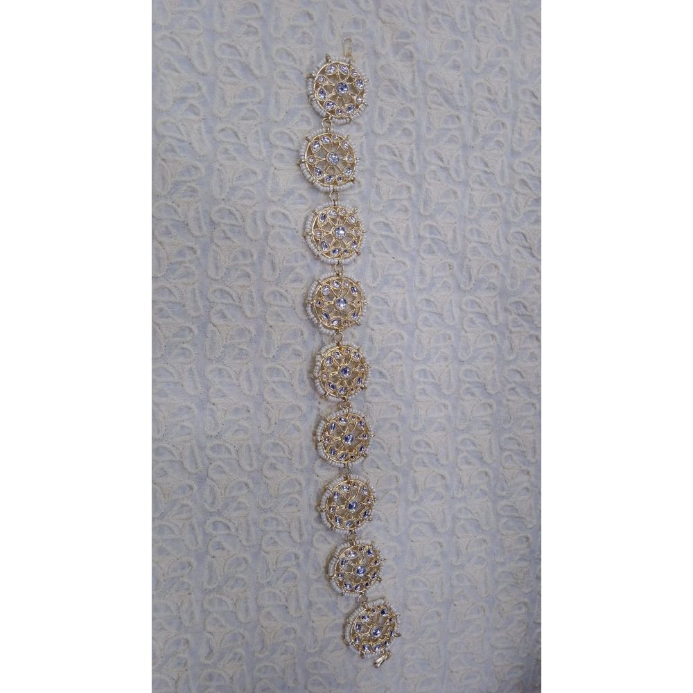 Akruti Collection Gold Plated Kundan Stone Sheeshphool