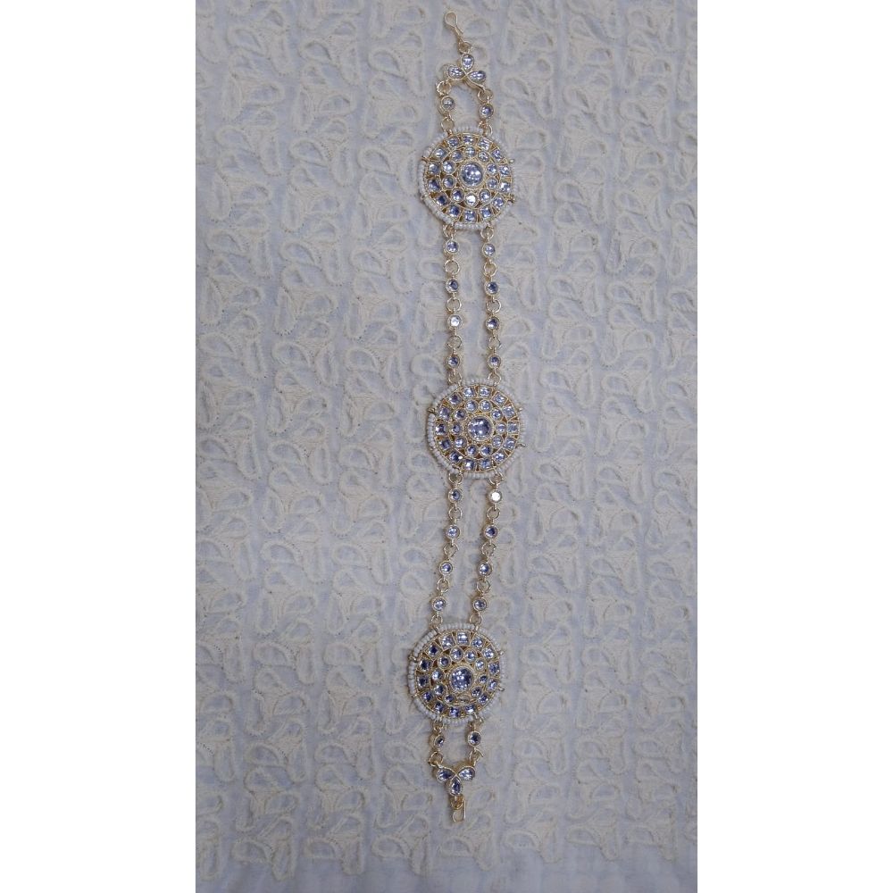 Akruti Collection Gold Plated Kundan Stone Sheeshphool