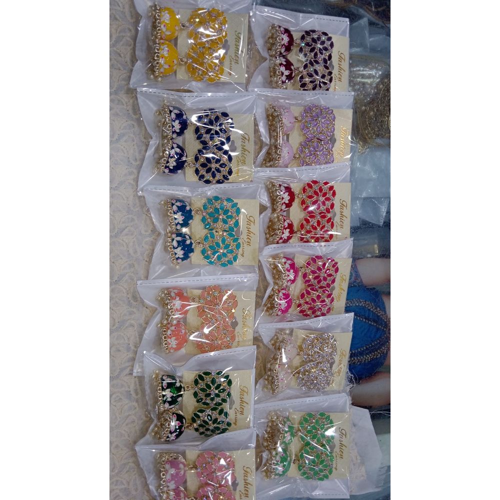 Akruti Collection Gold Plated Meenakari Jhumki Earrings