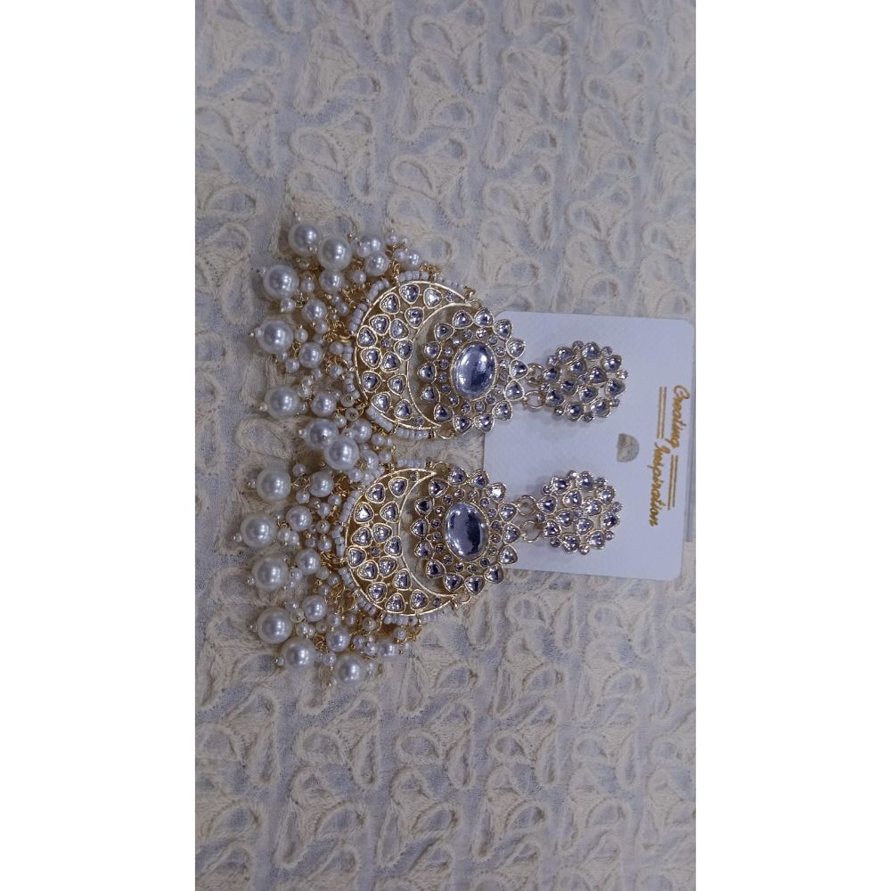 Akruti Collection Gold Plated Kundan Stone Dangler Earrings