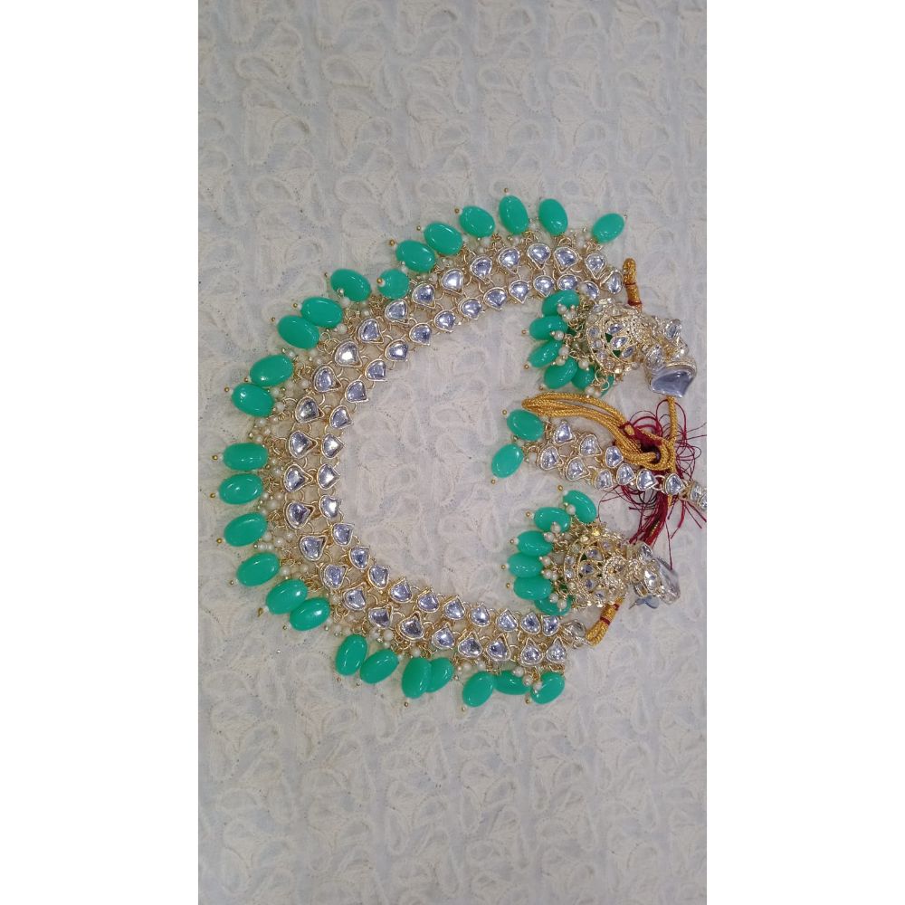 Akruti Collection Gold Plated Kundan Stone Necklace Set