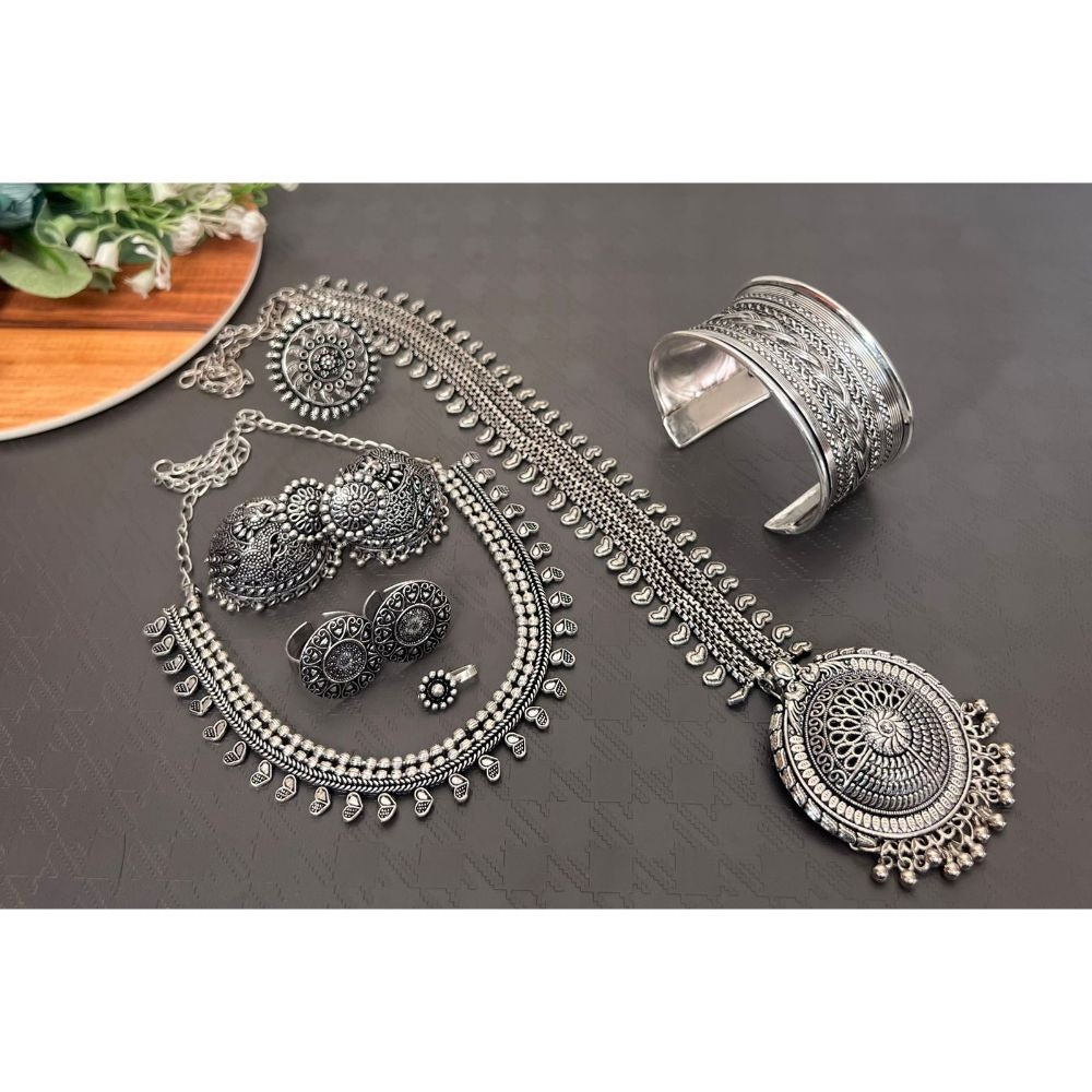 Akruti Collection Oxidised Combo Set