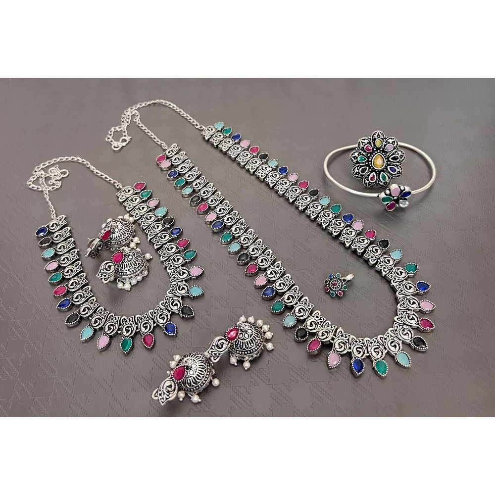 Akruti Collection Oxidised Combo Set