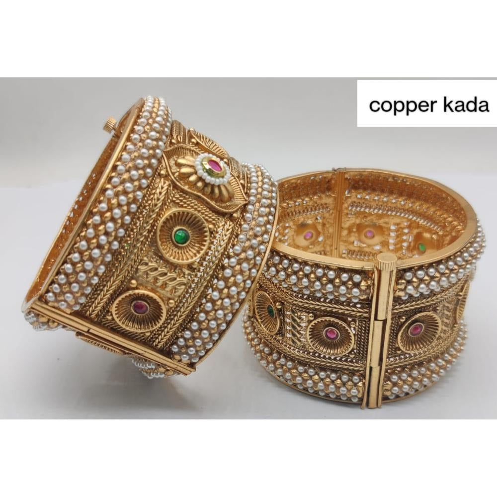 Akruti Collection Gold Plated Pota Bangles Set