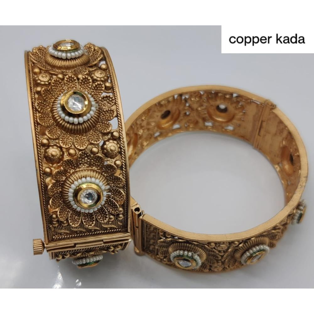 Akruti Collection Gold Plated Pota Bangles Set