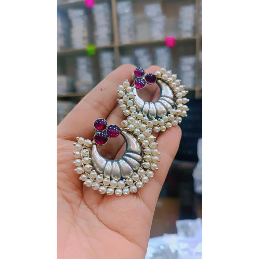 Akruti Collection Oxidised Plated Crystal Stone Dangler Earrings