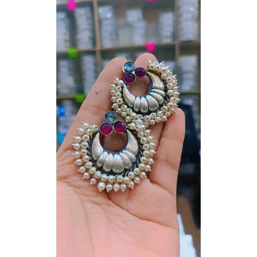 Akruti Collection Oxidised Plated Crystal Stone Dangler Earrings