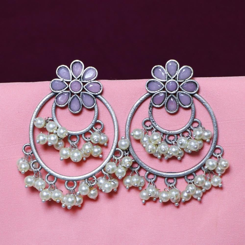 Akruti Collection Oxidised Plated Crystal Stone Dangler Earrings