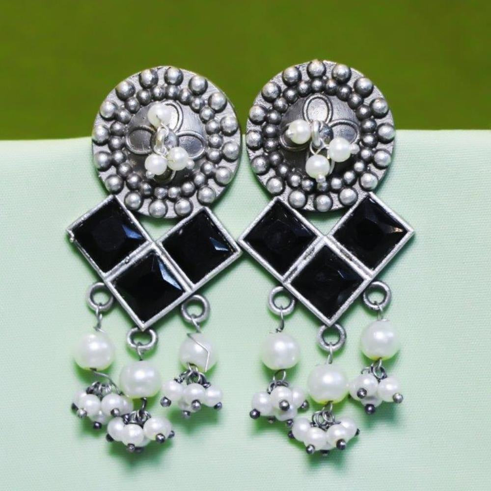 Akruti Collection Oxidised Plated Crystal Stone Dangler Earrings