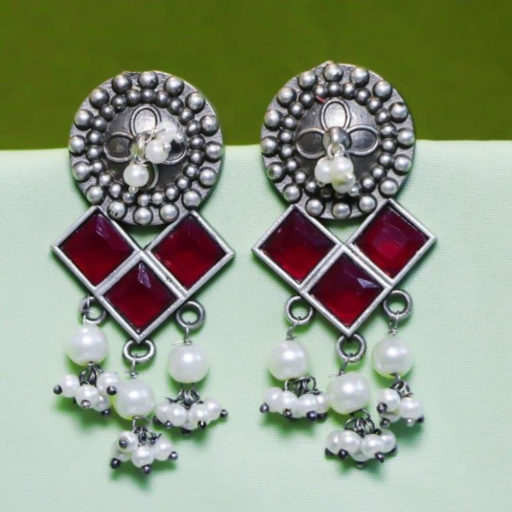 Akruti Collection Oxidised Plated Crystal Stone Dangler Earrings