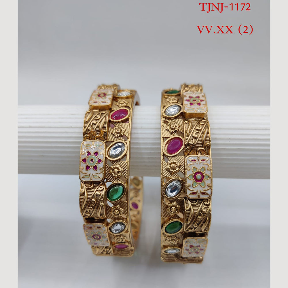 Choice Gold Plated Pota Stone Bangles Set