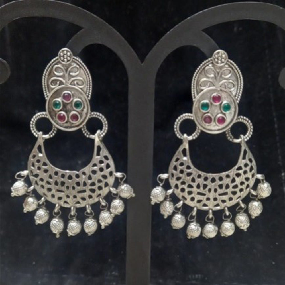 Infinity Jewels Oxidised Plated Pota Stone Dangler Earrings
