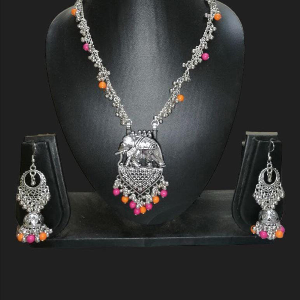 Shrijicreation Oxidised Plated Long Necklace Set