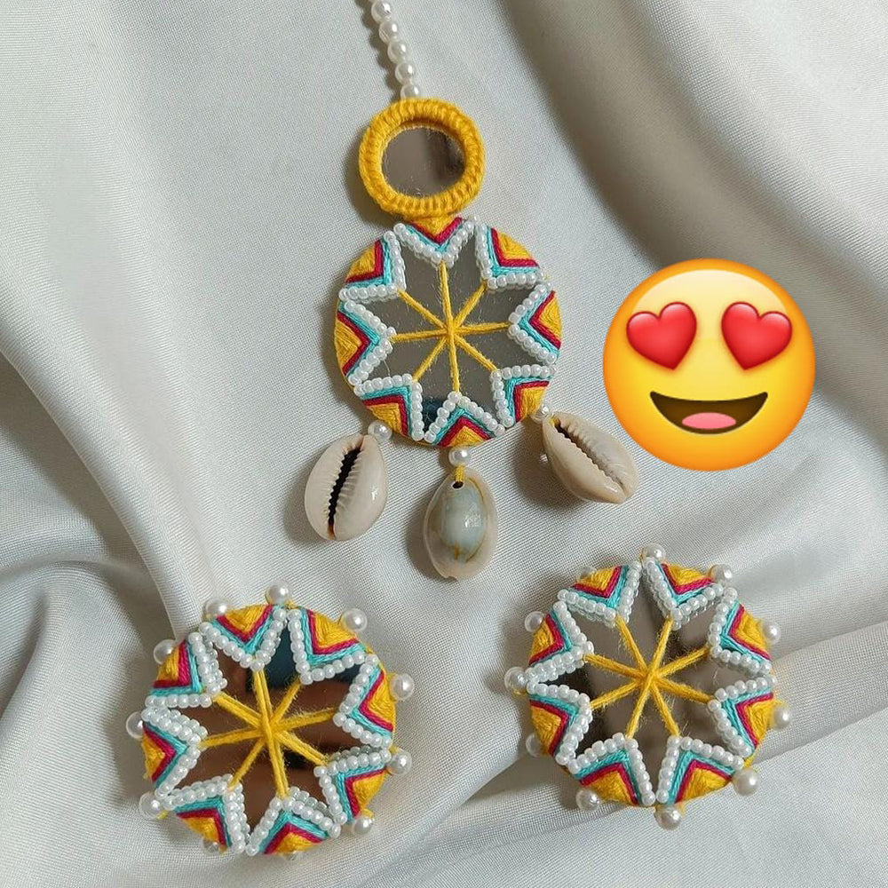 Shrijicreation Gold Plated Handmade Earring With Maang tikka