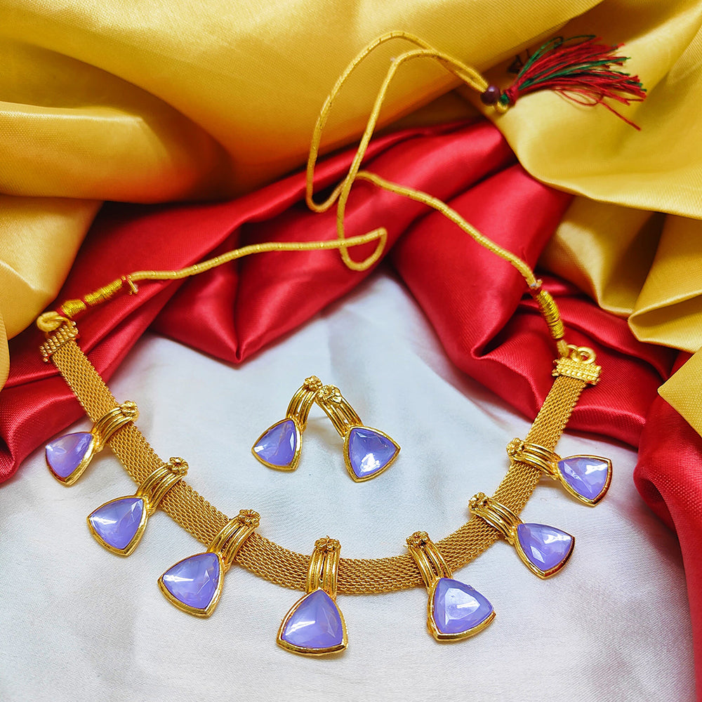 Palak Art Gold Plated Crystal Stone Necklace Set