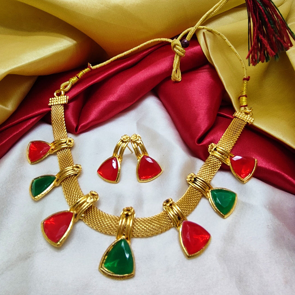 Palak Art Gold Plated Crystal Stone Necklace Set