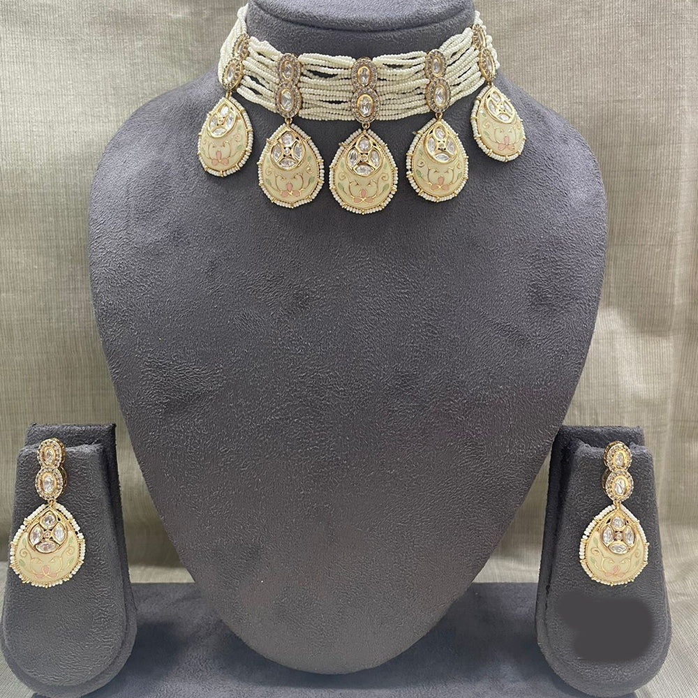 Jyoti Arts Gold Plated Kundan Choker Necklace Set