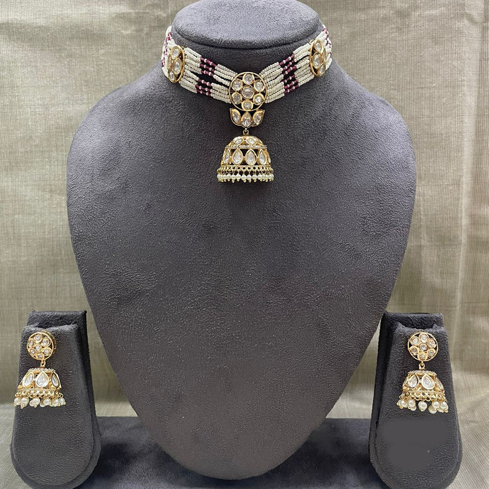 Jyoti Arts Gold Plated Kundan Choker Necklace Set