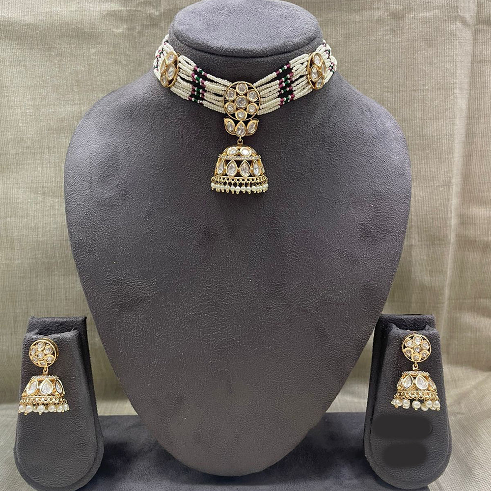 Jyoti Arts Gold Plated Kundan Choker Necklace Set