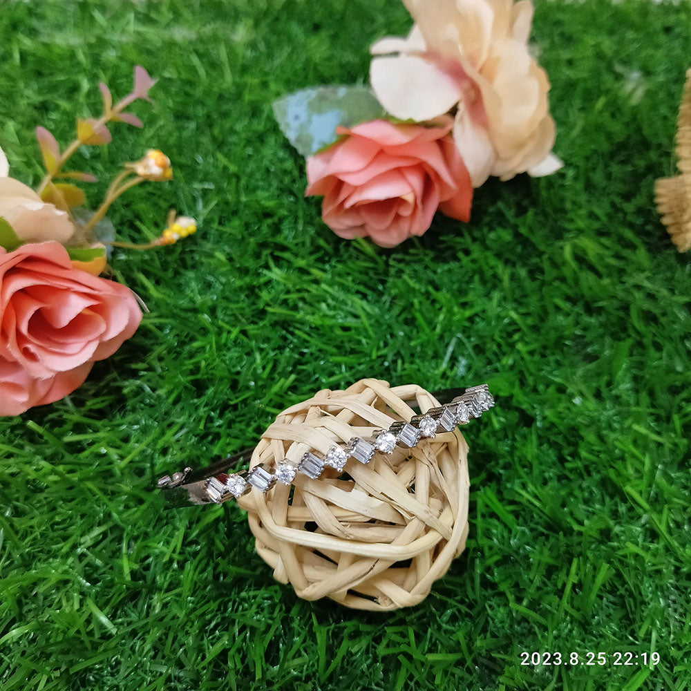 Sunflower Fashion Jewellery Black Oxidised Plated AD Stone Openable Ka