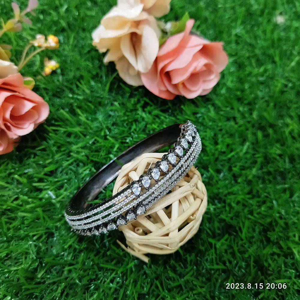 Sunflower Fashion Jewellery Black Oxidised Plated AD Stone Openable Ka