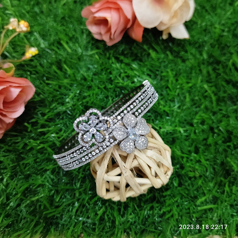 Sunflower Fashion Jewellery Black Oxidised Plated AD Stone Openable Ka