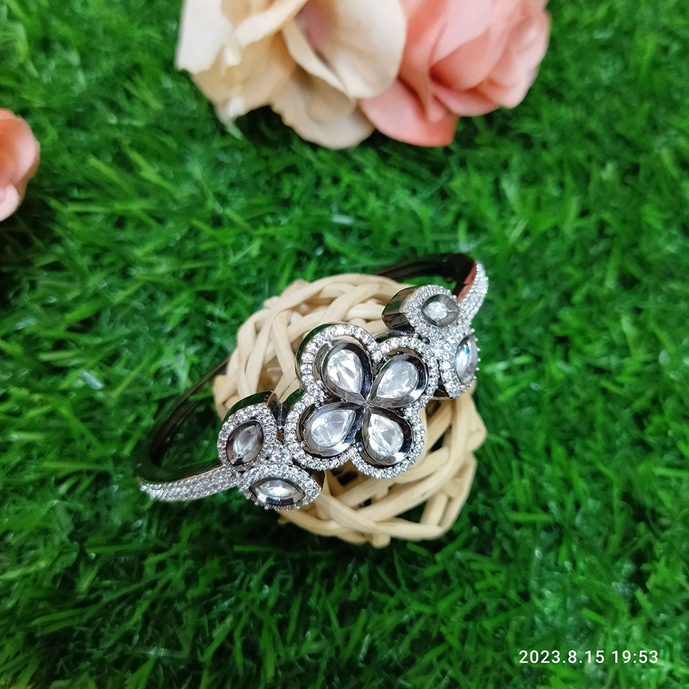 Sunflower Fashion Jewellery Black Oxidised Plated AD Stone Openable Ka